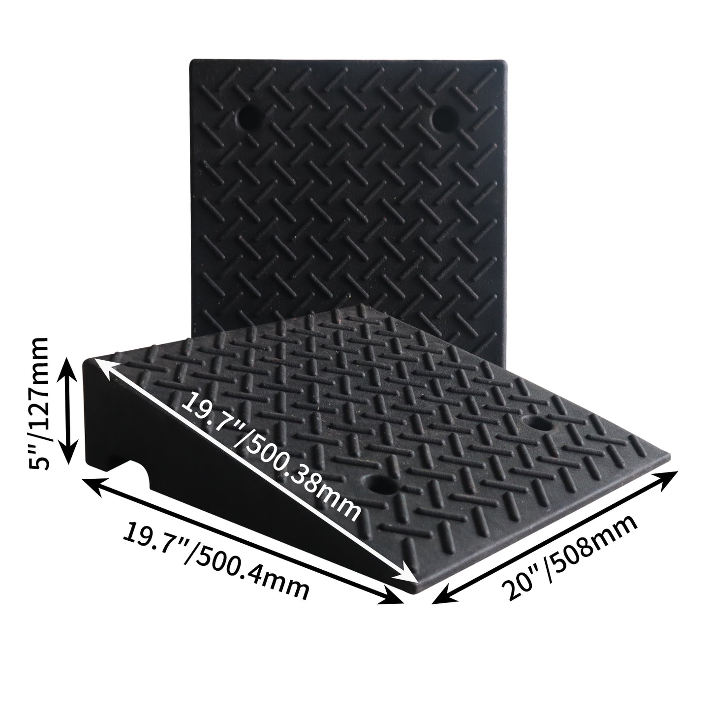 2-Pack Rubber Curb Ramps for Low Cars - 7000lb, 4-7" Height