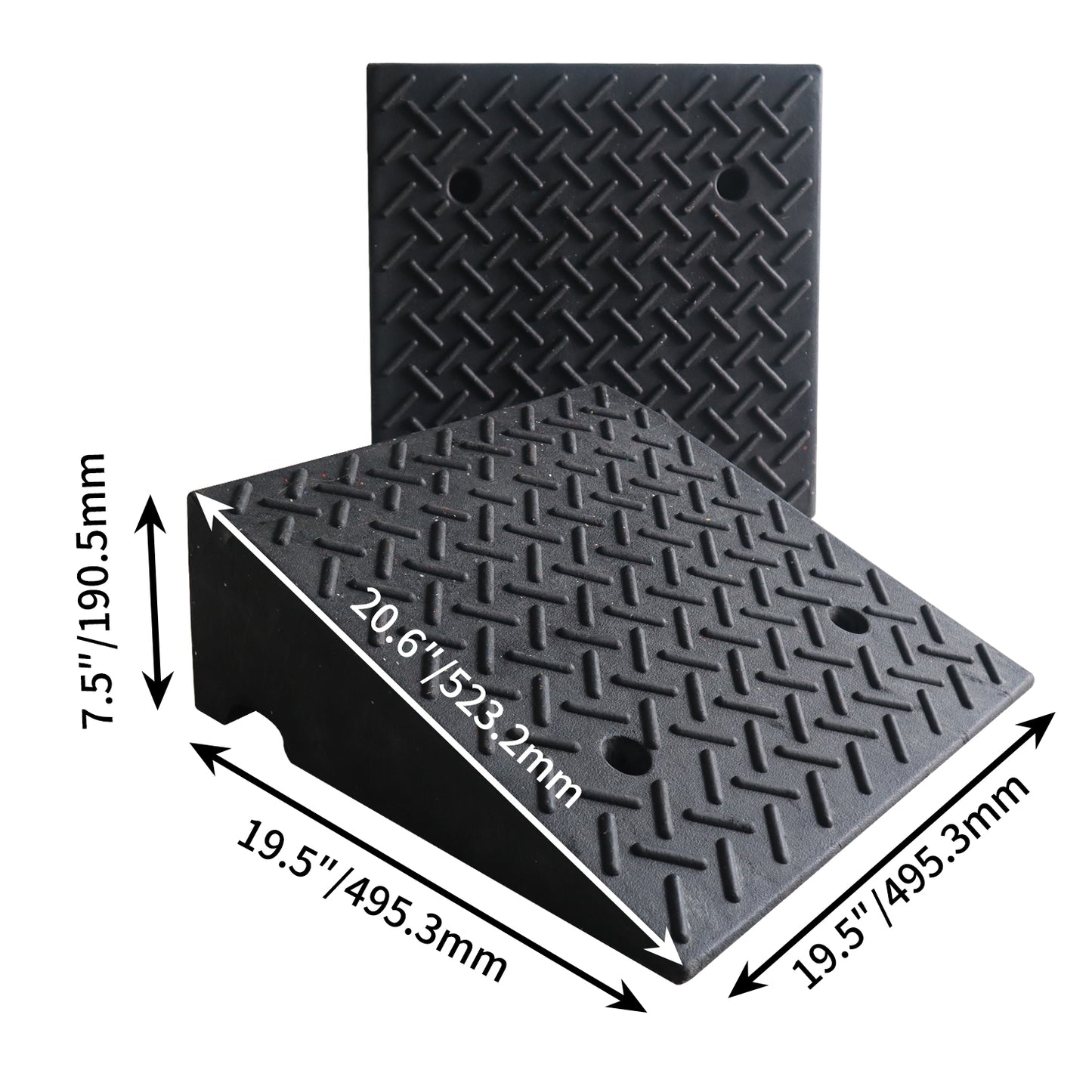2 Pack 7.5" Rise Heavy Duty Rubber Curb Ramps - 7000 Lbs Load - Great for Cars, Motorcycles, Wheelchairs & Bikes. Portable for Driveway and Shed Use