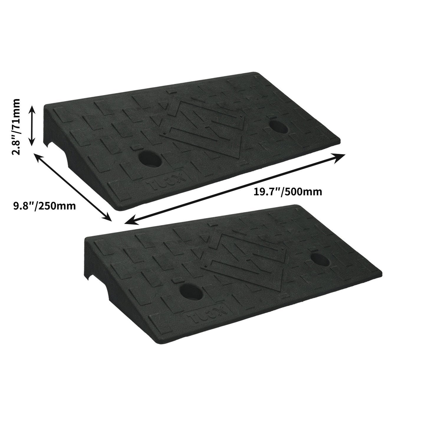 Heavy-Duty 2-Pack Vehicle Curb Ramp - Rubber Driveway Ramp (7000lb Capacity) with 2.8/3.1/3.5 Inch Height, Fit for Cars & Low Autos