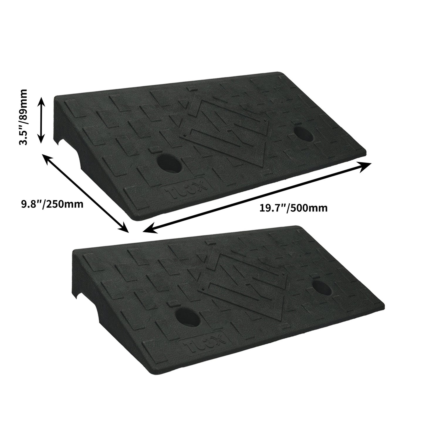 Heavy-Duty 2-Pack Vehicle Curb Ramp - Rubber Driveway Ramp (7000lb Capacity) with 2.8/3.1/3.5 Inch Height, Fit for Cars & Low Autos