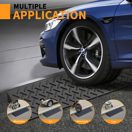 Driveway Ramp Curb for Vehicles (2-Pack, 7000lb Bearing) - Rubber Curb Ramps for Cars, 1.2-4 Inch Height for Driveway & Sidewalk Use