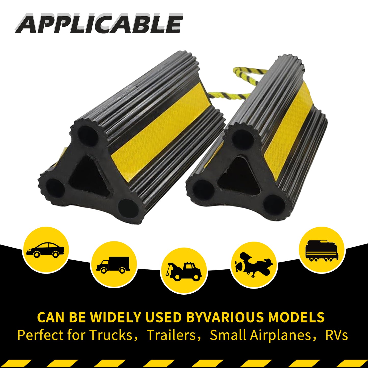 4pairs 8packs Wheel Chocks (Yellow) Solid Rubber Wheel Chock for Travel Trailers Camper