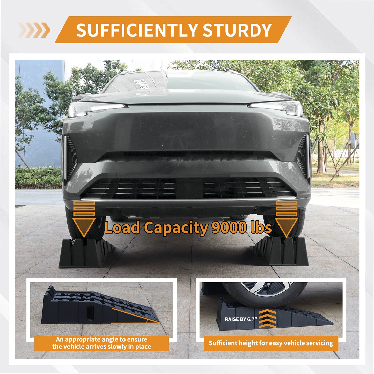 6.7" High Lift, Anti-Slip and Portable Car Ramps - Your Go-To for Garage Oil Changes and Vehicle Lift Needs