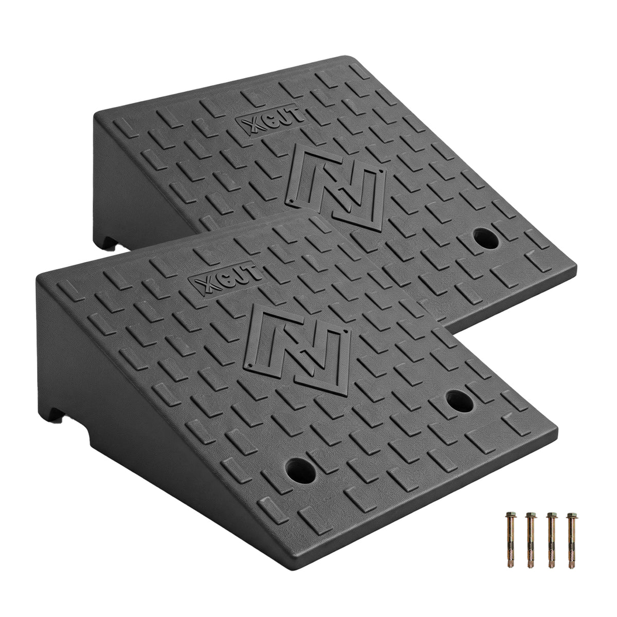 2-Pack Rubber Curb Ramps for Low Cars - 7000lb, 4-7" Height
