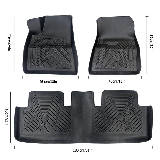 Floor Mats for Tesla Model 3 (2017-2019) – Custom Fit All-Weather Waterproof TPE Front & Rear Floor Liners