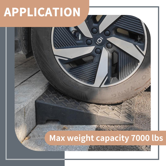 2 Pack 7.5" Rise Heavy Duty Rubber Curb Ramps - 7000 Lbs Load - Great for Cars, Motorcycles, Wheelchairs & Bikes. Portable for Driveway and Shed Use