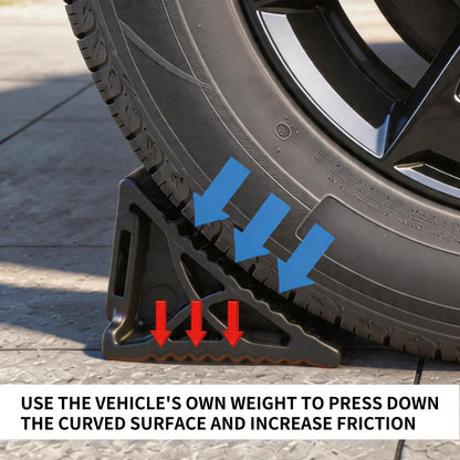 4-Pack Heavy Duty Rubber Wheel Chocks with Handle, Non Slip Stopper for RV, Truck, Car, ATV