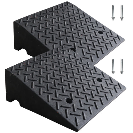 2 Pack 7.5" Rise Heavy Duty Rubber Curb Ramps - 7000 Lbs Load - Great for Cars, Motorcycles, Wheelchairs & Bikes. Portable for Driveway and Shed Use