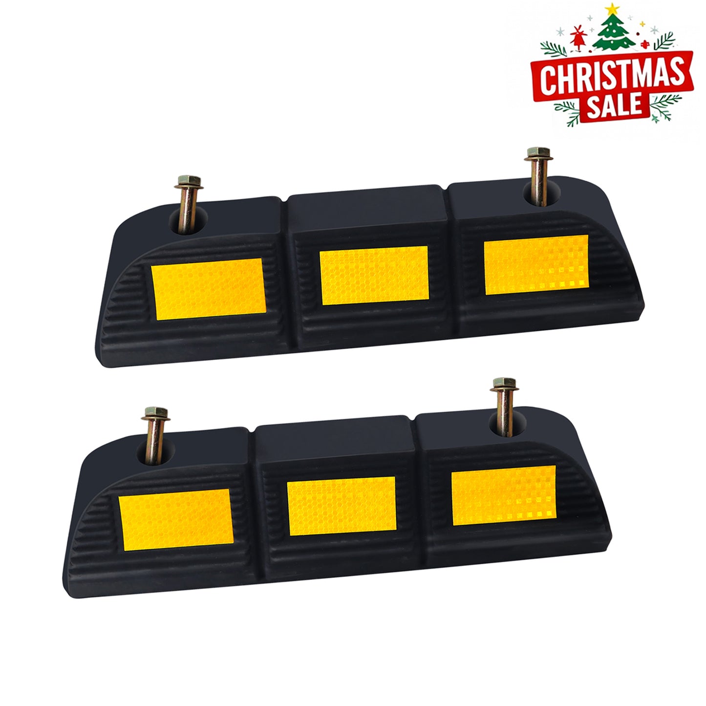 Premium Rubber Parking Stoppers (2 Pack) - Garage & Lot Wheel Tire Stops with Bolt Installation | Ultimate Vehicle Parking Aid for Cars, Trucks