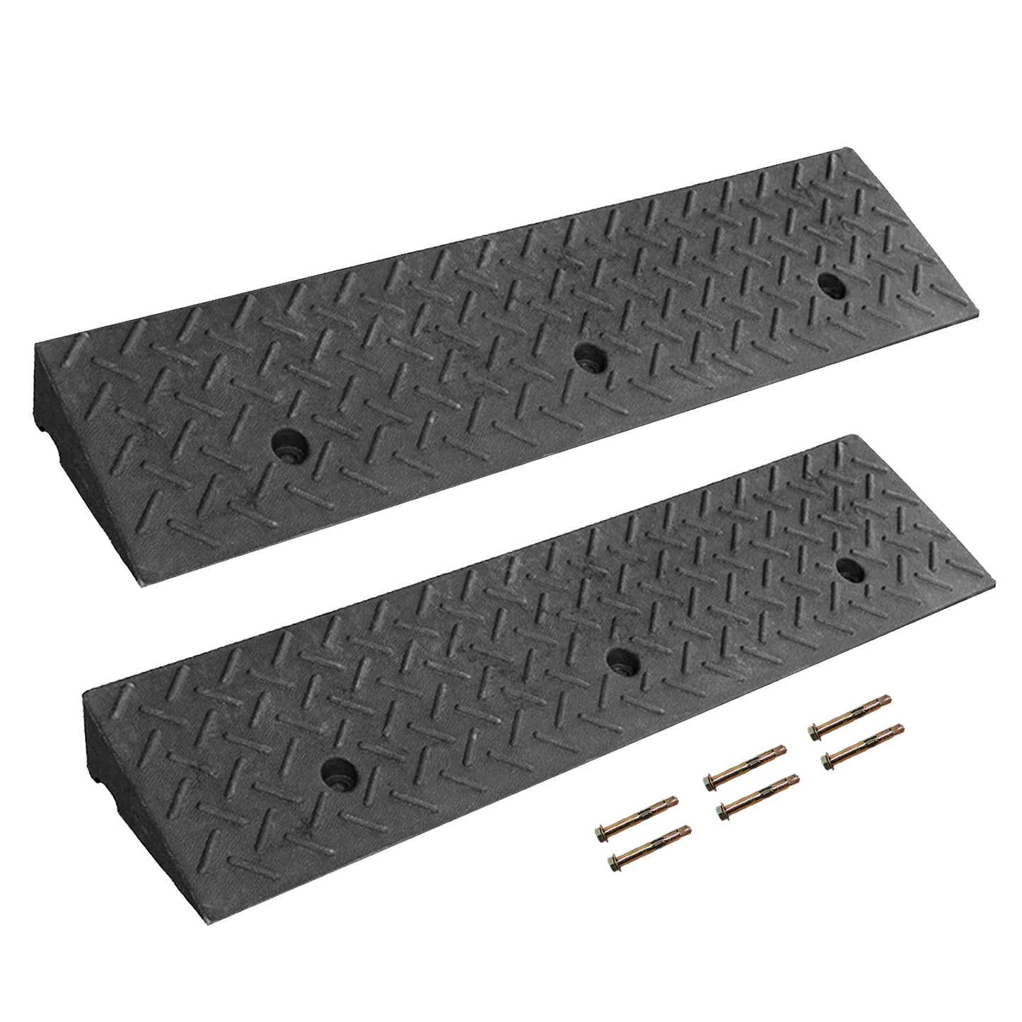 Driveway Ramp Curb for Vehicles (2-Pack, 7000lb Bearing) - Rubber Curb Ramps for Cars, 1.2-4 Inch Height for Driveway & Sidewalk Use