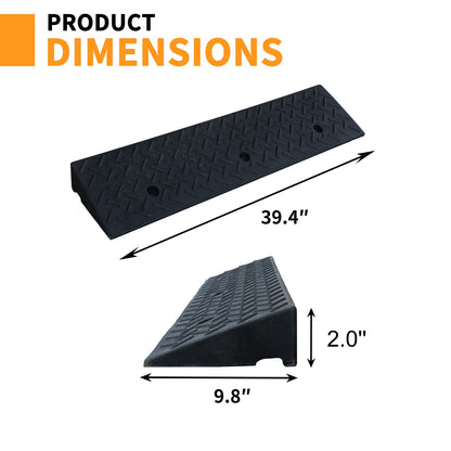 Driveway Ramp Curb for Vehicles (2-Pack, 7000lb Bearing) - Rubber Curb Ramps for Cars, 1.2-4 Inch Height for Driveway & Sidewalk Use