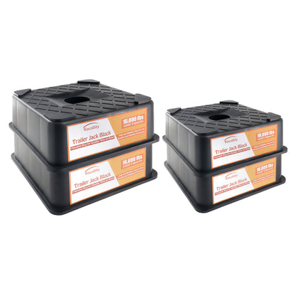 RV Leveling Blocks, RV Trailer Jack Block & Trailer RV Stabilizer Blocks, 1/2 Pack Up To 16000 Lbs, Heavy Duty Sturdy Utility Jack Stand for 5th Wheels, Scissor Stabilizer, Fits Round & Square Tongue Jack Foot