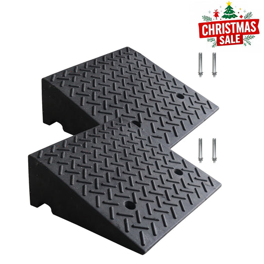 2-Pack Driveway Curb Ramp for Low/Lowered Cars - Rubber Auto Curb Ramps (7000lb Load) with 4/5/6/7 Inch Adjustable Height