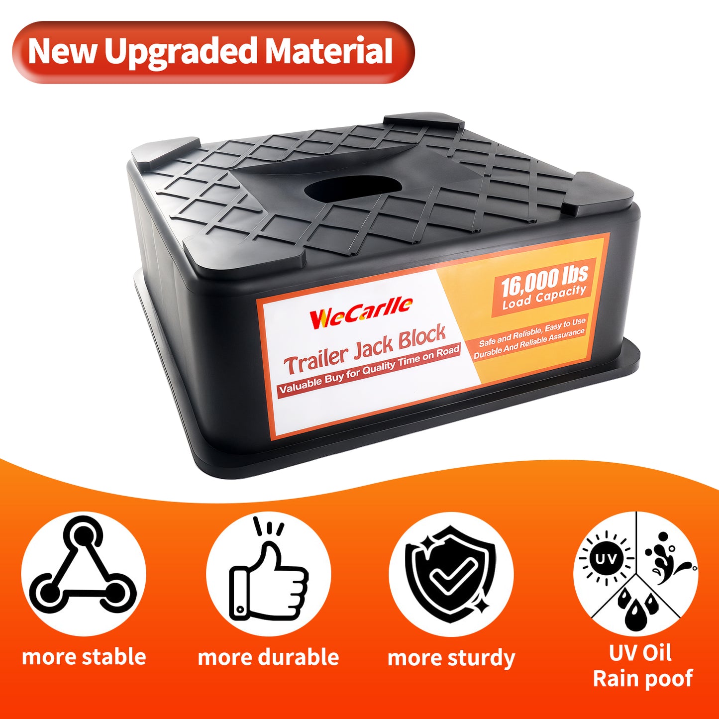 RV Trailer Jack Block, Trailer RV Stabilizer Blocks, 1/2 Pack Up To 16000 Lbs, Heavy Duty Sturdy Utility Jack Stand For 5th Wheels, Scissor Stabilizer, Round Square Tongue Jack Foot