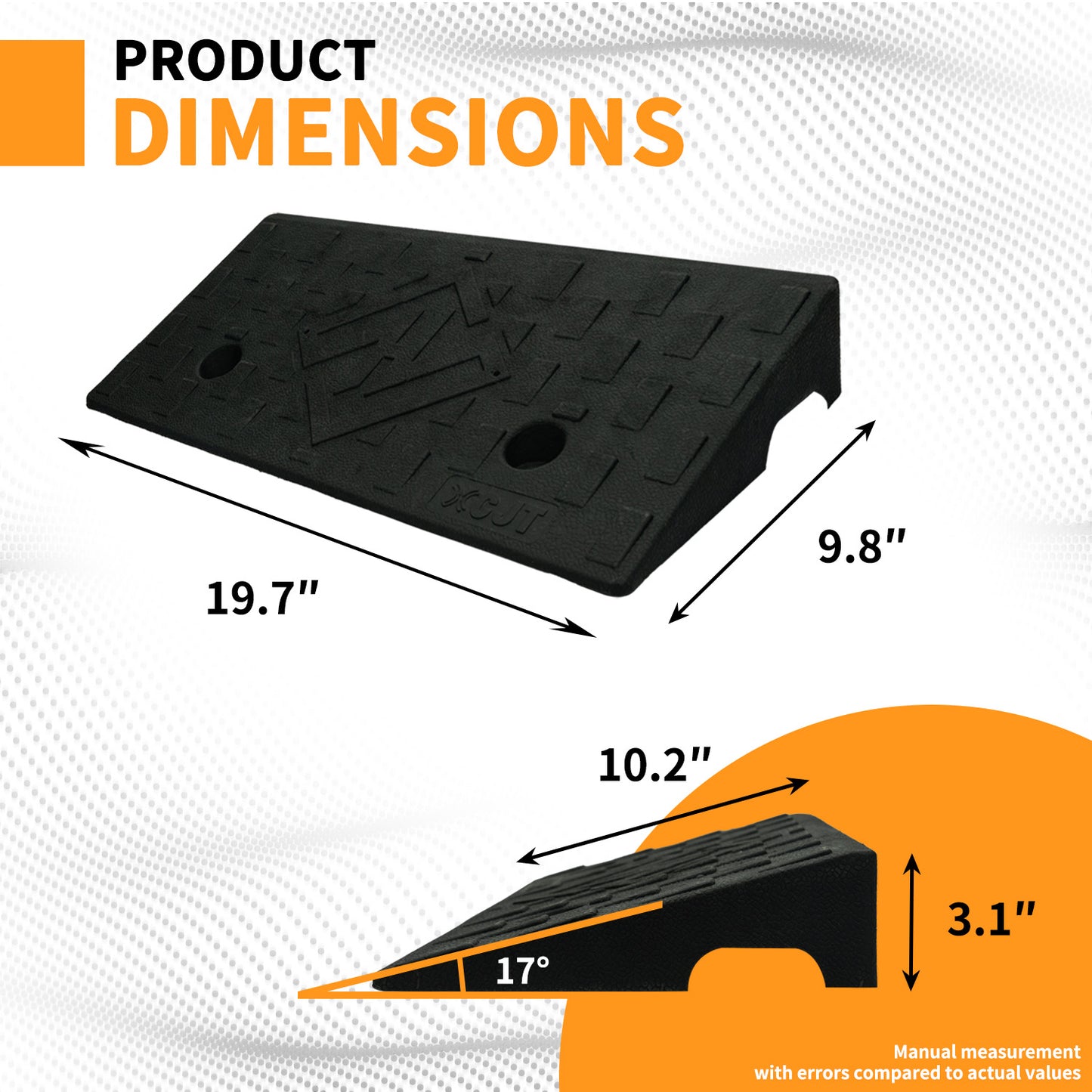 Heavy-Duty 2-Pack Vehicle Curb Ramp - Rubber Driveway Ramp (7000lb Capacity) with 2.8/3.1/3.5  Inch Height, Fit for Cars & Low Autos