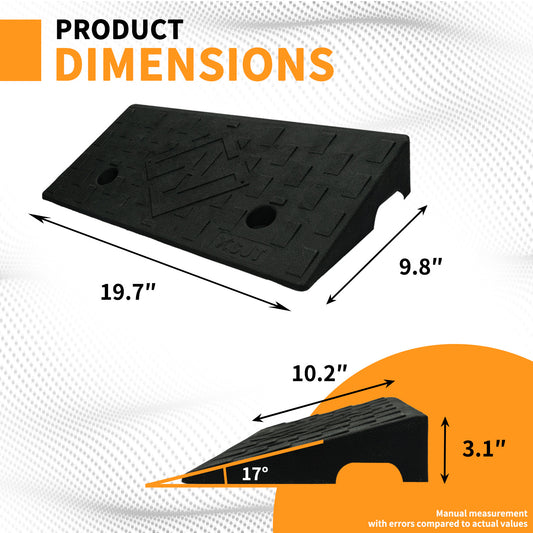 Heavy-Duty 2-Pack Vehicle Curb Ramp - Rubber Driveway Ramp (7000lb Capacity) with 2.8/3.1/3.5  Inch Height, Fit for Cars & Low Autos