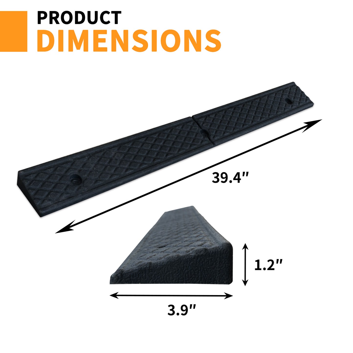 Driveway Ramp Curb for Vehicles (2-Pack, 7000lb Bearing) - Rubber Curb Ramps for Cars, 1.2-4 Inch Height for Driveway & Sidewalk Use