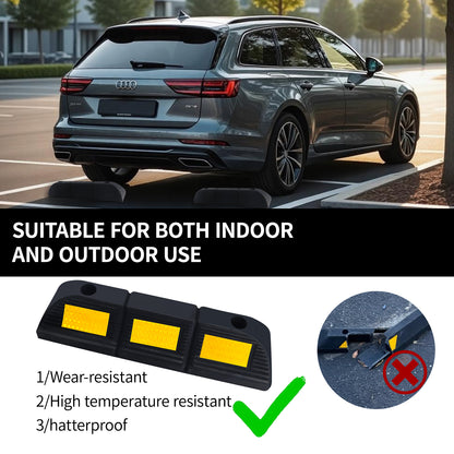 Premium Rubber Parking Stoppers (2 Pack) - Garage & Lot Wheel Tire Stops with Bolt Installation | Ultimate Vehicle Parking Aid for Cars, Trucks