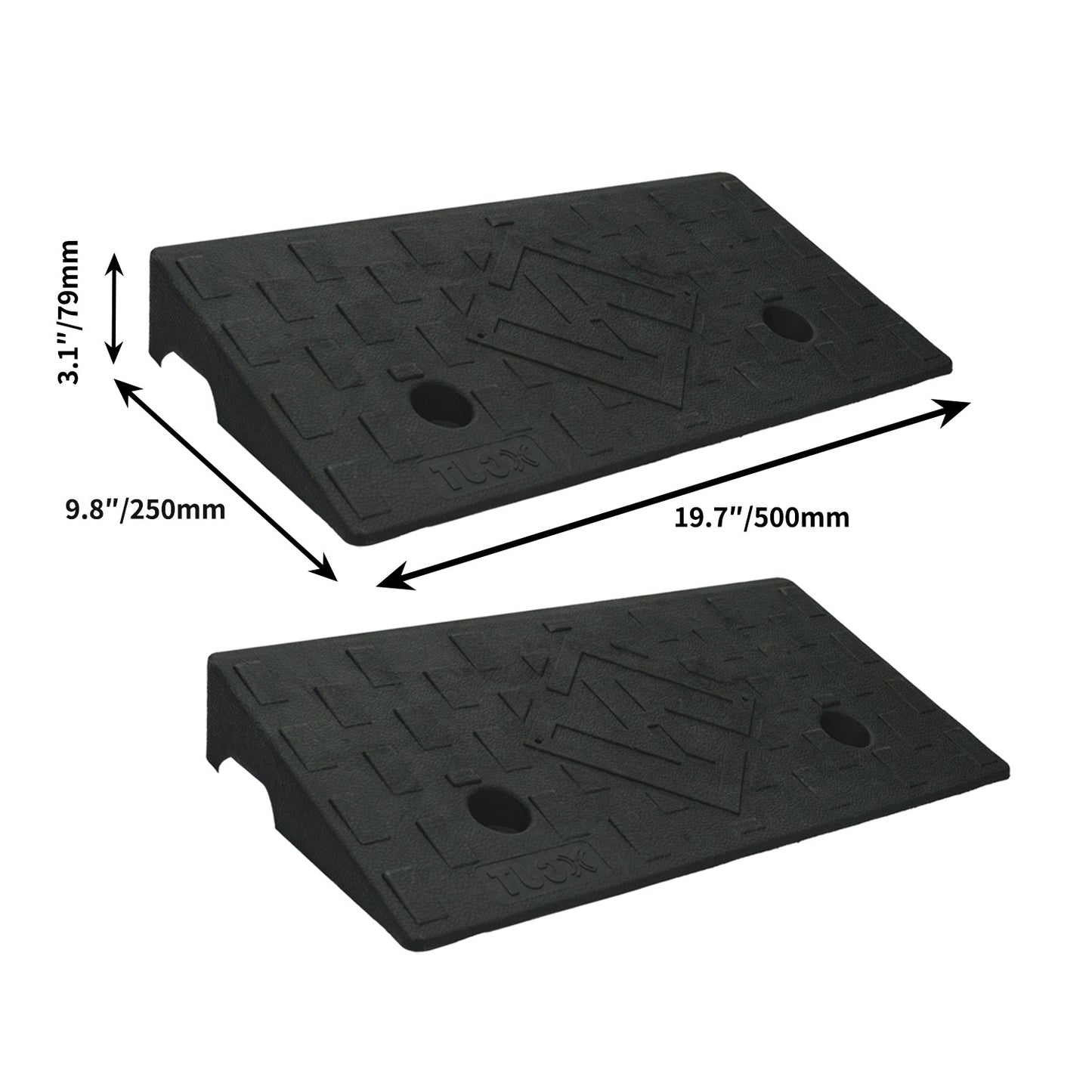 Heavy-Duty 2-Pack Vehicle Curb Ramp - Rubber Driveway Ramp (7000lb Capacity) with 2.8/3.1/3.5  Inch Height, Fit for Cars & Low Autos