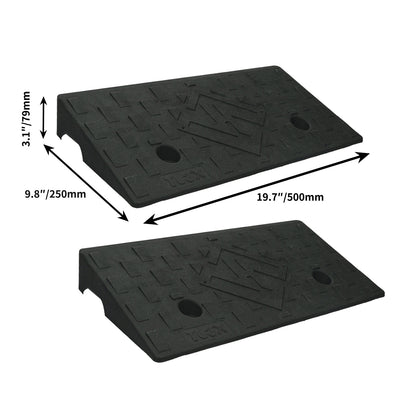 Heavy-Duty 2-Pack Vehicle Curb Ramp - Rubber Driveway Ramp (7000lb Capacity) with 2.8/3.1/3.5  Inch Height, Fit for Cars & Low Autos
