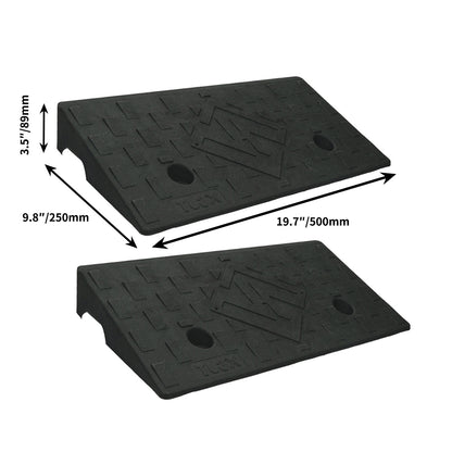 Heavy-Duty 2-Pack Vehicle Curb Ramp - Rubber Driveway Ramp (7000lb Capacity) with 2.8/3.1/3.5  Inch Height, Fit for Cars & Low Autos
