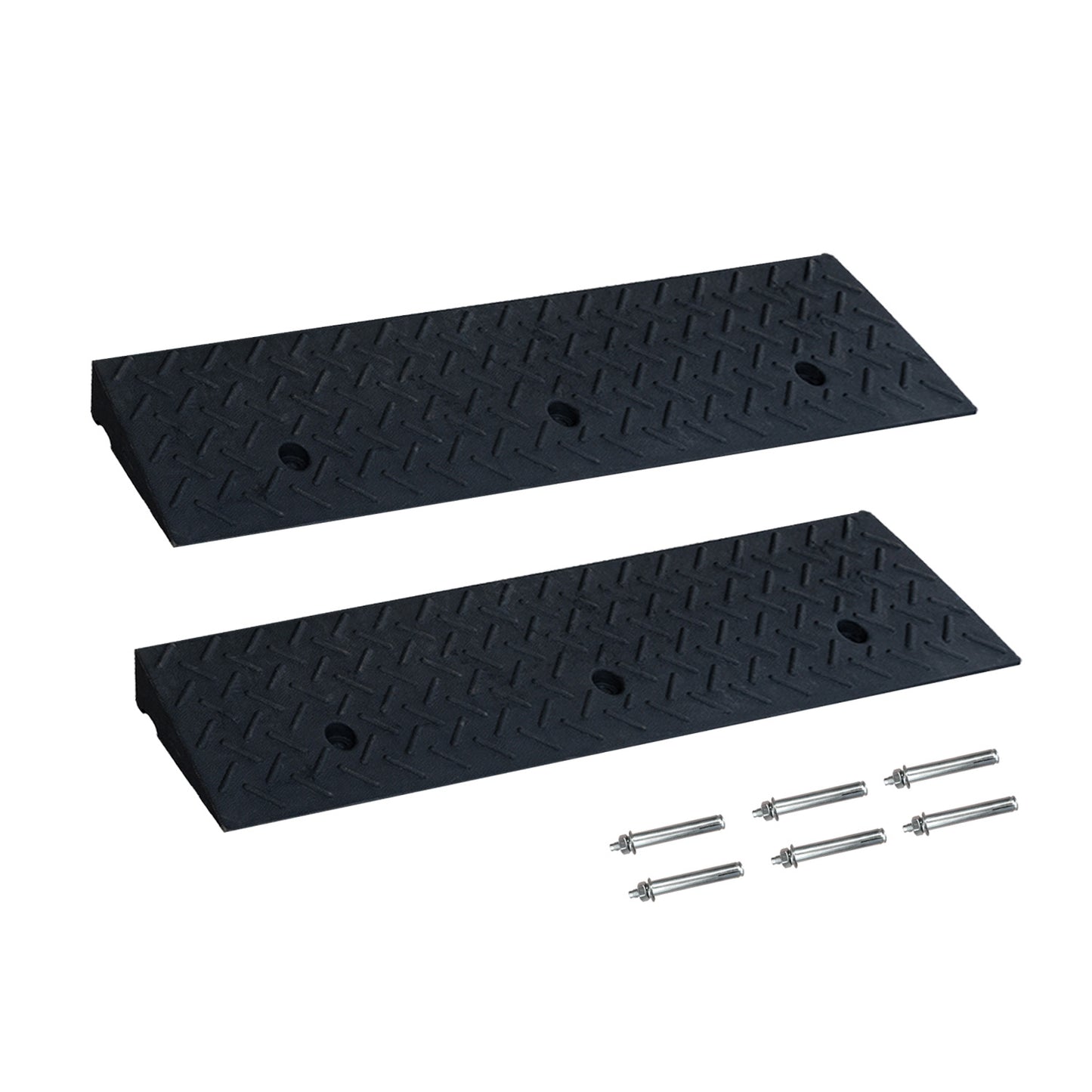 Driveway Ramp Curb for Vehicles (2-Pack, 7000lb Bearing) - Rubber Curb Ramps for Cars, 1.2-4 Inch Height for Driveway & Sidewalk Use