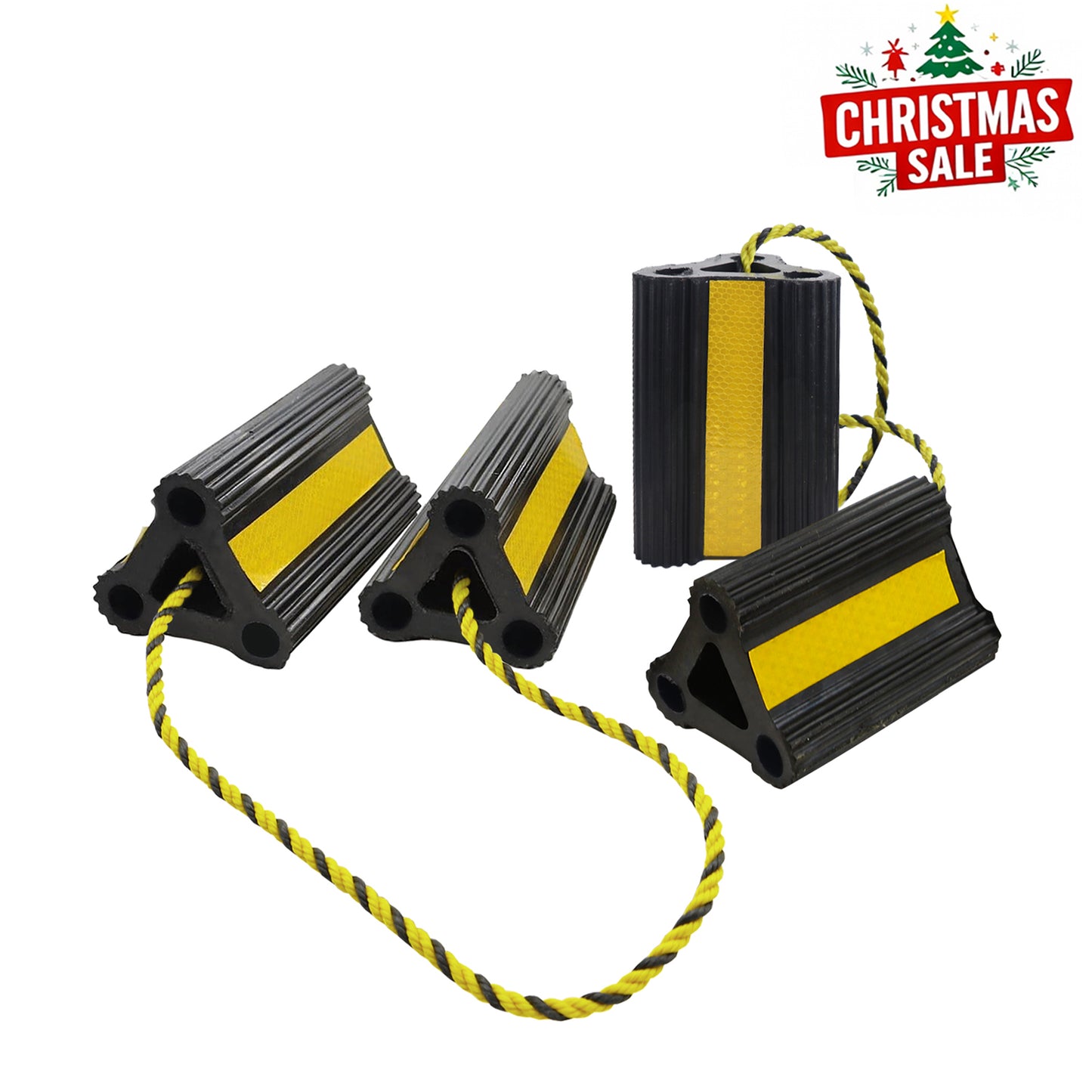 Wheel Chocks for RV Trailer Camper Truck Car, Versatile Rubber Chocks Block Stopper for Tire with Reflective Strips, Utility Boat Travel Trailer Camper RV Accessories Must