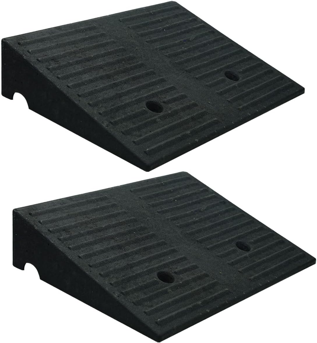 2-Pack Rubber Curb Ramps for Low Cars - 7000lb, 4-7" Height
