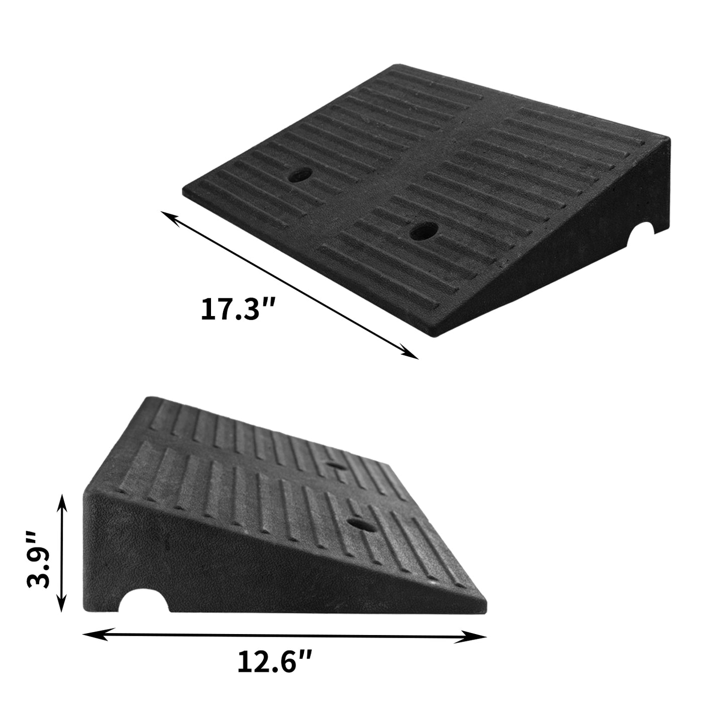 Portable Rubber Curb Ramp 2 Pack – Heavy Duty Anti-Slip Threshold Ramp, 1/2/3/4/5 Inch Height Driveway Ramp for Cars,Wheelchairs,Trucks,Bikes,Motorcycles,Lawn Mowers