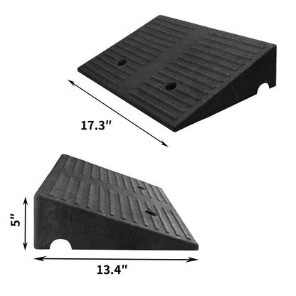 Portable Rubber Curb Ramp 2 Pack – Heavy Duty Anti-Slip Threshold Ramp, 1/2/3/4/5 Inch Height Driveway Ramp for Cars,Wheelchairs,Trucks,Bikes,Motorcycles,Lawn Mowers