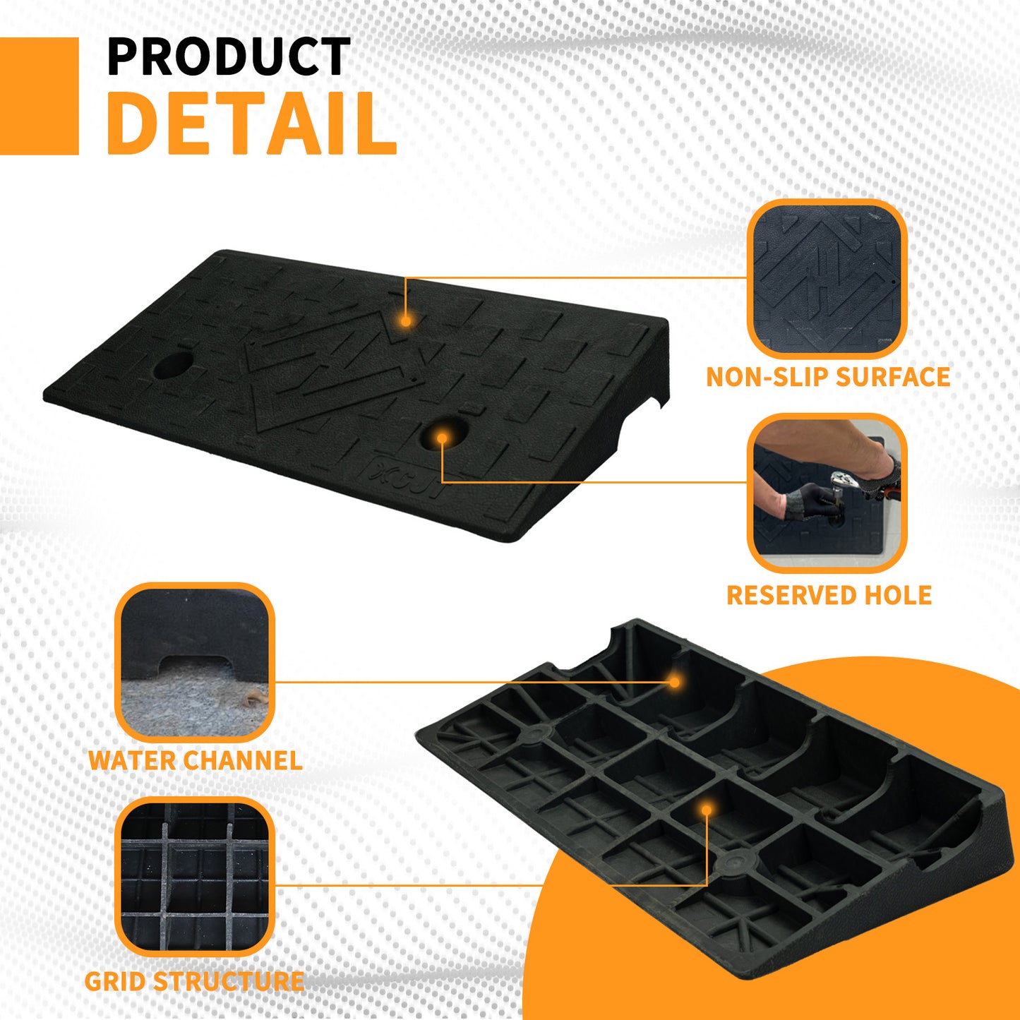 Heavy-Duty 2-Pack Vehicle Curb Ramp - Rubber Driveway Ramp (7000lb Capacity) with 2.8/3.1/3.5  Inch Height, Fit for Cars & Low Autos