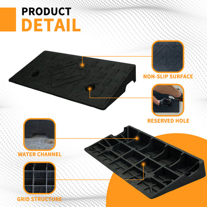 Heavy-Duty 2-Pack Vehicle Curb Ramp - Rubber Driveway Ramp (7000lb Capacity) with 2.8/3.1/3.5  Inch Height, Fit for Cars & Low Autos