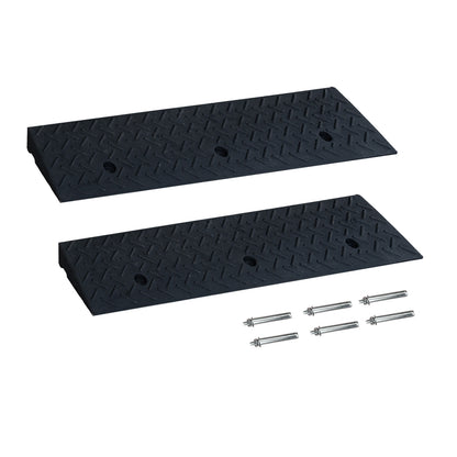 Driveway Ramp Curb for Vehicles (2-Pack, 7000lb Bearing) - Rubber Curb Ramps for Cars, 1.2-4 Inch Height for Driveway & Sidewalk Use