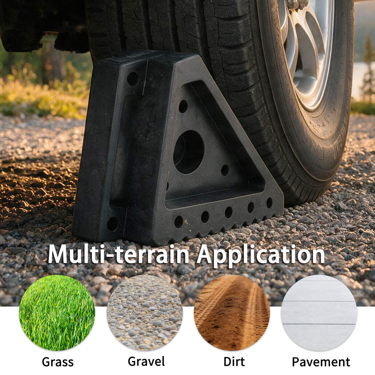Heavy-Duty Rubber Wheel Chocks with Carry Handles – 4 Pack