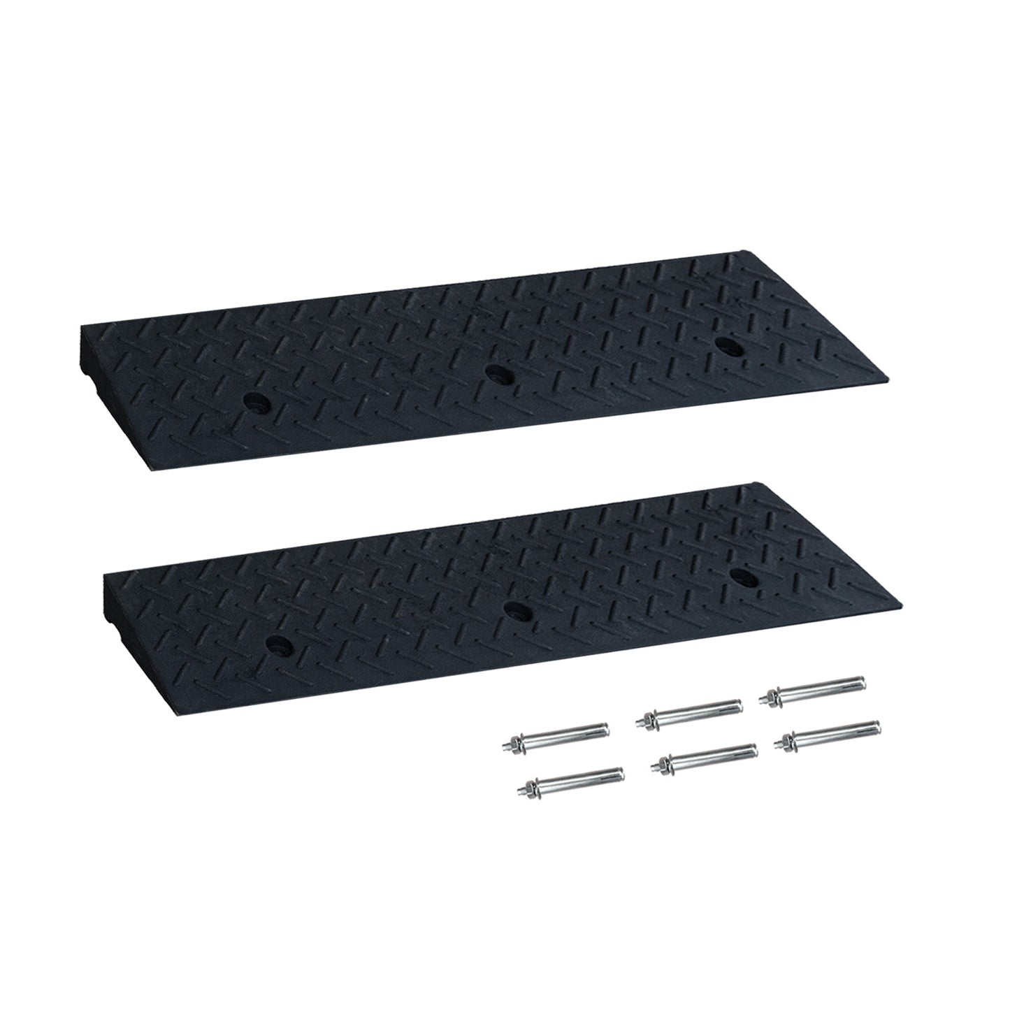 Driveway Ramp Curb for Vehicles (2-Pack, 7000lb Bearing) - Rubber Curb Ramps for Cars, 1.2-4 Inch Height for Driveway & Sidewalk Use