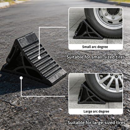 4-Pack Heavy Duty Rubber Wheel Chocks with Handle, Non Slip Stopper for RV, Truck, Car, ATV
