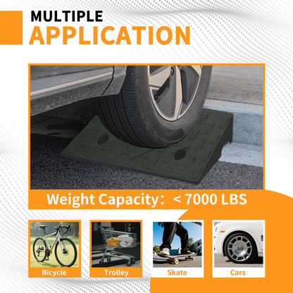 Heavy-Duty 2-Pack Vehicle Curb Ramp - Rubber Driveway Ramp (7000lb Capacity) with 2.8/3.1/3.5  Inch Height, Fit for Cars & Low Autos