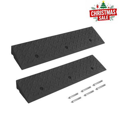 Driveway Ramp Curb for Vehicles (2-Pack, 7000lb Bearing) - Rubber Curb Ramps for Cars, 1.2-4 Inch Height for Driveway & Sidewalk Use