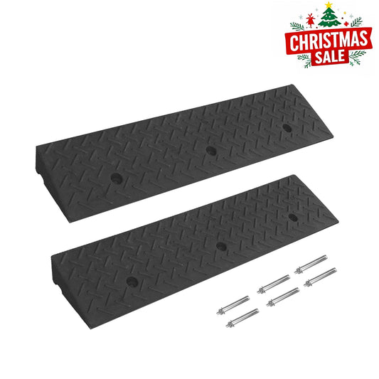 Driveway Ramp Curb for Vehicles (2-Pack, 7000lb Bearing) - Rubber Curb Ramps for Cars, 1.2-4 Inch Height for Driveway & Sidewalk Use