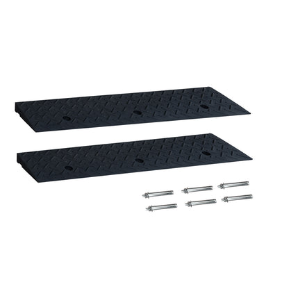 Driveway Ramp Curb for Vehicles (2-Pack, 7000lb Bearing) - Rubber Curb Ramps for Cars, 1.2-4 Inch Height for Driveway & Sidewalk Use