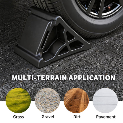 4-Pack Heavy Duty Rubber Wheel Chocks with Handle, Non Slip Stopper for RV, Truck, Car, ATV