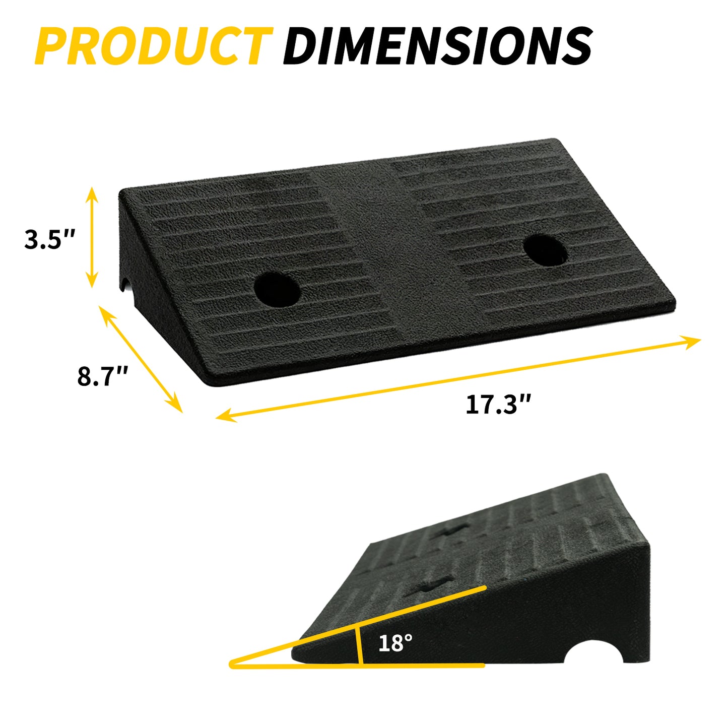 Portable Rubber Curb Ramp 2 Pack – Heavy Duty Anti-Slip Threshold Ramp, 1/2/3/4/5 Inch Height Driveway Ramp for Cars,Wheelchairs,Trucks,Bikes,Motorcycles,Lawn Mowers