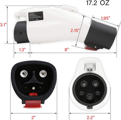Tesla to J1772 EV Charger Adapter - 32A 250V Type 2 Inlet