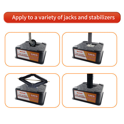 RV Trailer Jack Block, Trailer RV Stabilizer Blocks, 1/2 Pack Up To 16000 Lbs, Heavy Duty Sturdy Utility Jack Stand For 5th Wheels, Scissor Stabilizer, Round Square Tongue Jack Foot