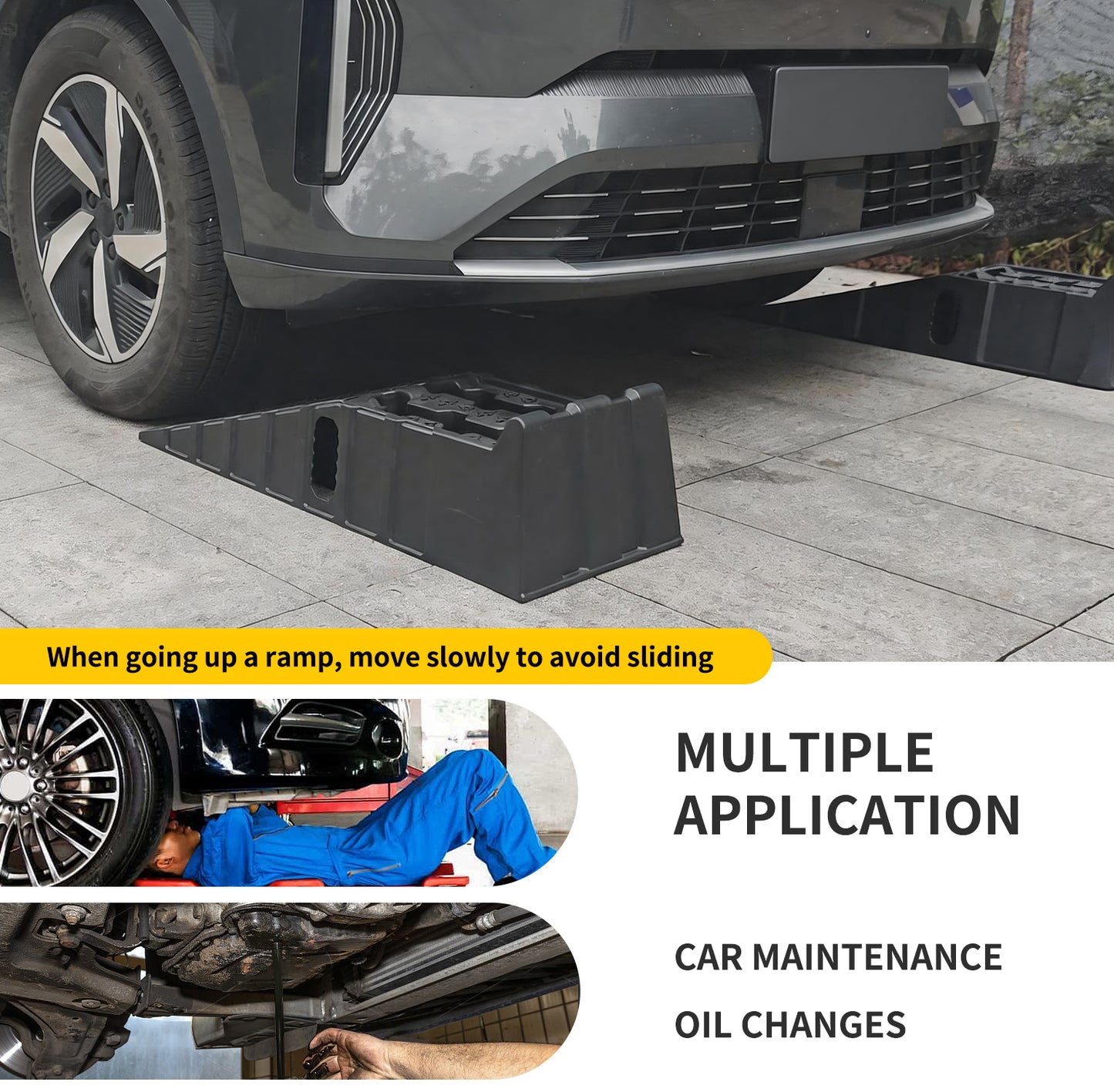 Anti-Slip Car Ramps 6.7" High Lift - Oil Change & Vehicle Lift