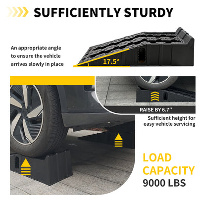 Anti-Slip Car Ramps 6.7" High Lift - Oil Change & Vehicle Lift