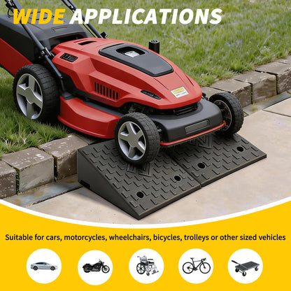 2-Pack Rubber Curb Ramps for Low Cars - 7000lb, 4-7" Height