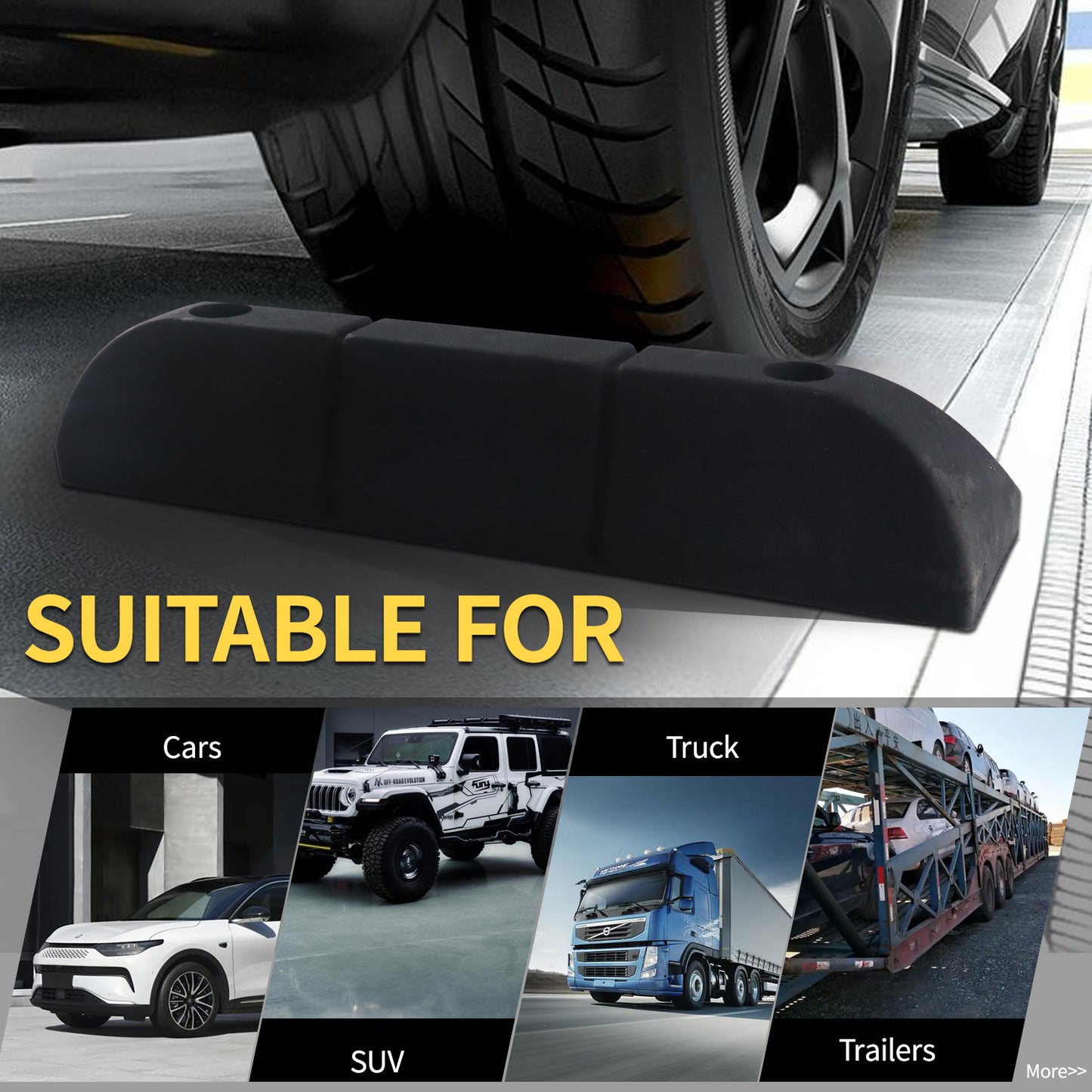 Premium Rubber Parking Stoppers (2 Pack) - Garage & Lot Wheel Tire Stops with Bolt Installation | Ultimate Vehicle Parking Aid for Cars, Trucks