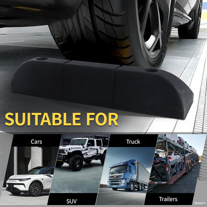 Premium Rubber Parking Stoppers (2 Pack) - Garage & Lot Wheel Tire Stops with Bolt Installation | Ultimate Vehicle Parking Aid for Cars, Trucks