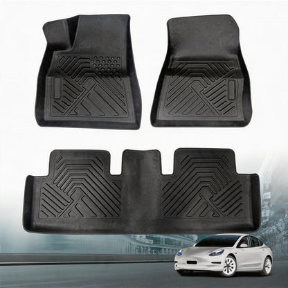 Floor Mats for Tesla Model 3 (2017-2019) – Custom Fit All-Weather Waterproof TPE Front & Rear Floor Liners